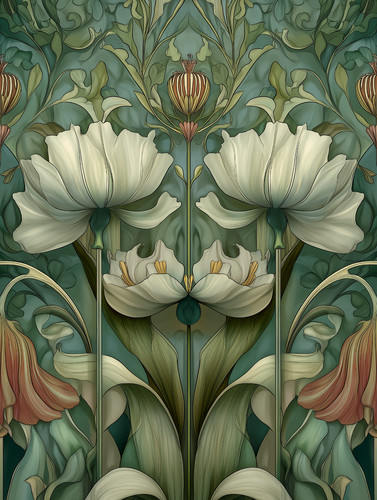 Green symmetrical poppy - symmetrical,